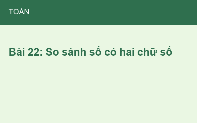 Bài 22: So sánh số có hai chữ số