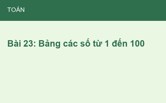 Bài 23: Bảng các số từ 1 đến 100